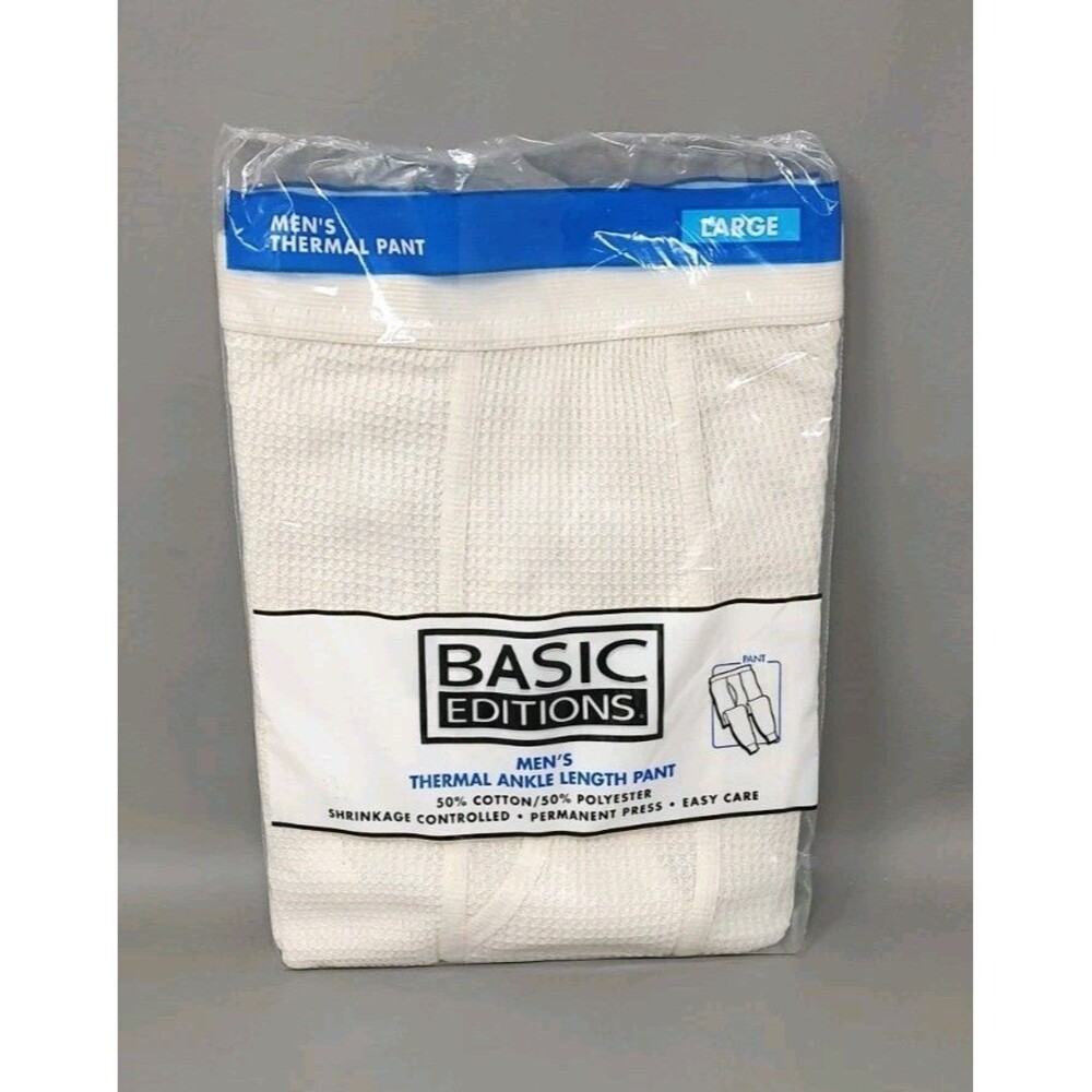 Vtg Basic Editions Thermal Ankle Length Long Johns Pant Mens Large Kmart Waffle